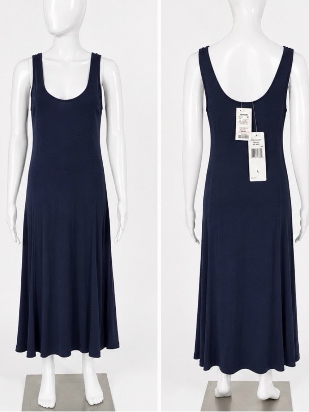 Lauren Ralph Lauren Navy Scoop-Neck Maxi Dress